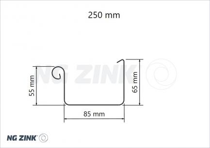 firkantede zink tagrender 250 - 333 - 400 mm.